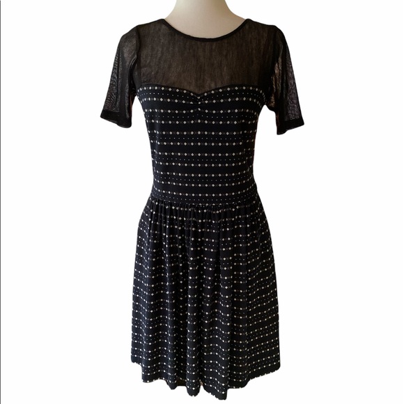 Betsey Johnson Black Silver Metallic Mesh Dress - 8 - Picture 2 of 12